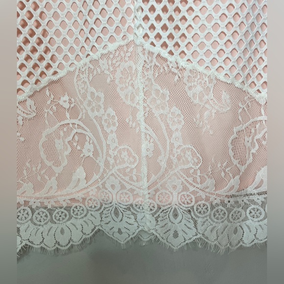 Gianni Bini Lace Dress Pink Slip Sheer Arms | Size 8 | Worn Once | Bridal Events - Picture 7 of 9